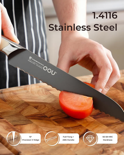 ® Black Blade 7 Inch Santoku Knife with AgShield™ & Cerablack™ Technology, Rust-Resistant & Easy-Clean Finish, Japanese Style Hollow Edge for Dicing & Mincing