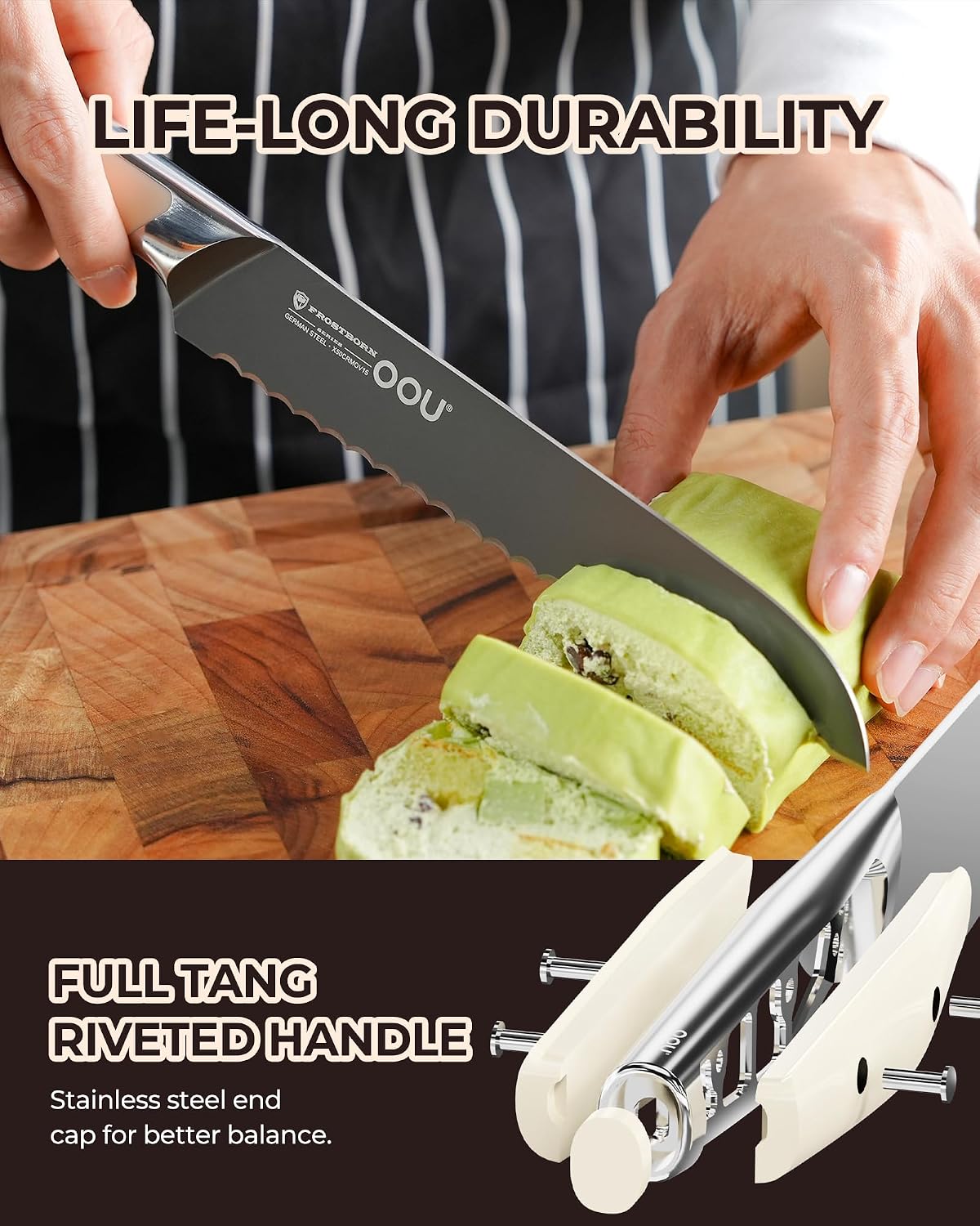 ® Black Blade 7 Inch Santoku Knife with AgShield™ & Cerablack™ Technology, Rust-Resistant & Easy-Clean Finish, Japanese Style Hollow Edge for Dicing & Mincing