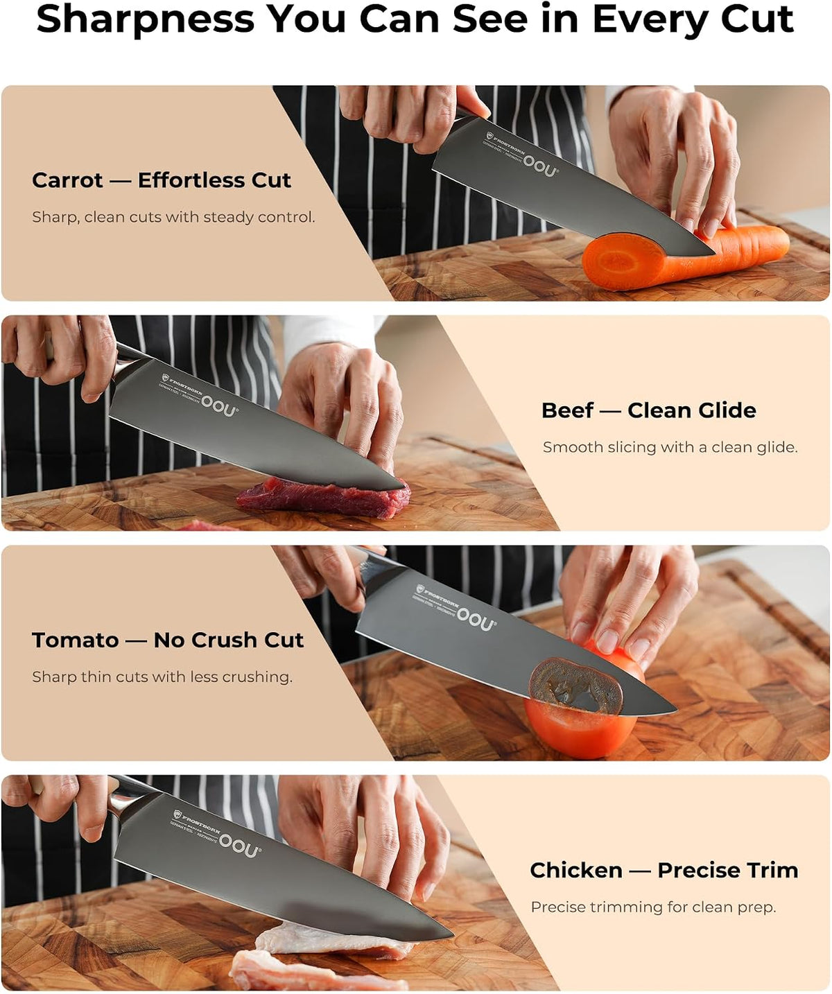 ® Black Blade 7 Inch Santoku Knife with AgShield™ & Cerablack™ Technology, Rust-Resistant & Easy-Clean Finish, Japanese Style Hollow Edge for Dicing & Mincing