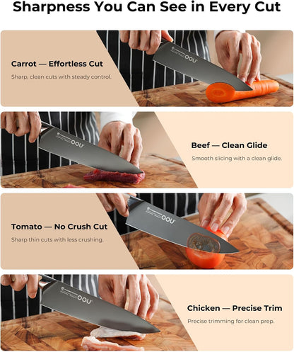 ® Black Blade 7 Inch Santoku Knife with AgShield™ & Cerablack™ Technology, Rust-Resistant & Easy-Clean Finish, Japanese Style Hollow Edge for Dicing & Mincing