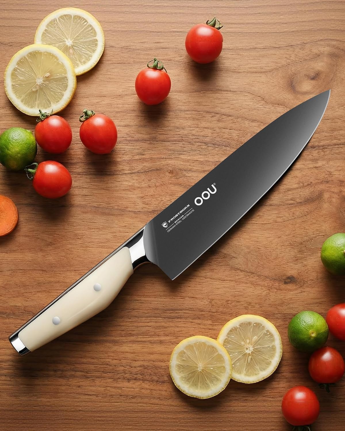® Black Blade 7 Inch Santoku Knife with AgShield™ & Cerablack™ Technology, Rust-Resistant & Easy-Clean Finish, Japanese Style Hollow Edge for Dicing & Mincing