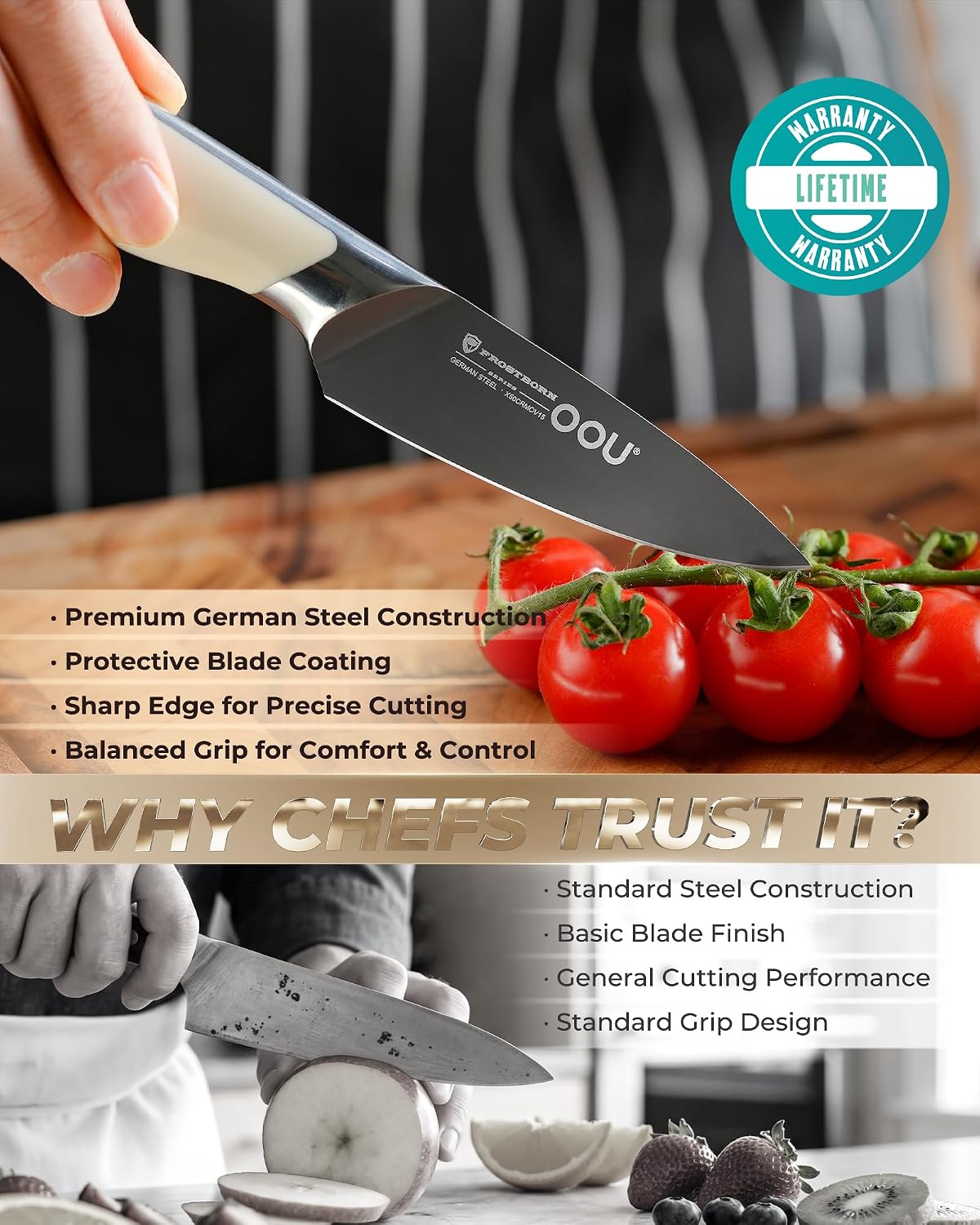 ® Black Blade 7 Inch Santoku Knife with AgShield™ & Cerablack™ Technology, Rust-Resistant & Easy-Clean Finish, Japanese Style Hollow Edge for Dicing & Mincing