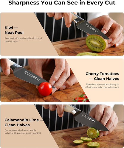 ® Black Blade 7 Inch Santoku Knife with AgShield™ & Cerablack™ Technology, Rust-Resistant & Easy-Clean Finish, Japanese Style Hollow Edge for Dicing & Mincing