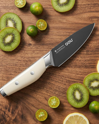 ® Black Blade 7 Inch Santoku Knife with AgShield™ & Cerablack™ Technology, Rust-Resistant & Easy-Clean Finish, Japanese Style Hollow Edge for Dicing & Mincing