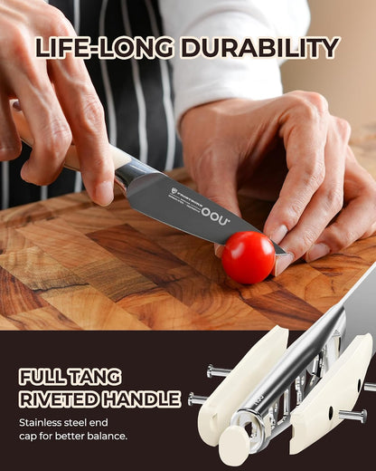 ® Black Blade 7 Inch Santoku Knife with AgShield™ & Cerablack™ Technology, Rust-Resistant & Easy-Clean Finish, Japanese Style Hollow Edge for Dicing & Mincing