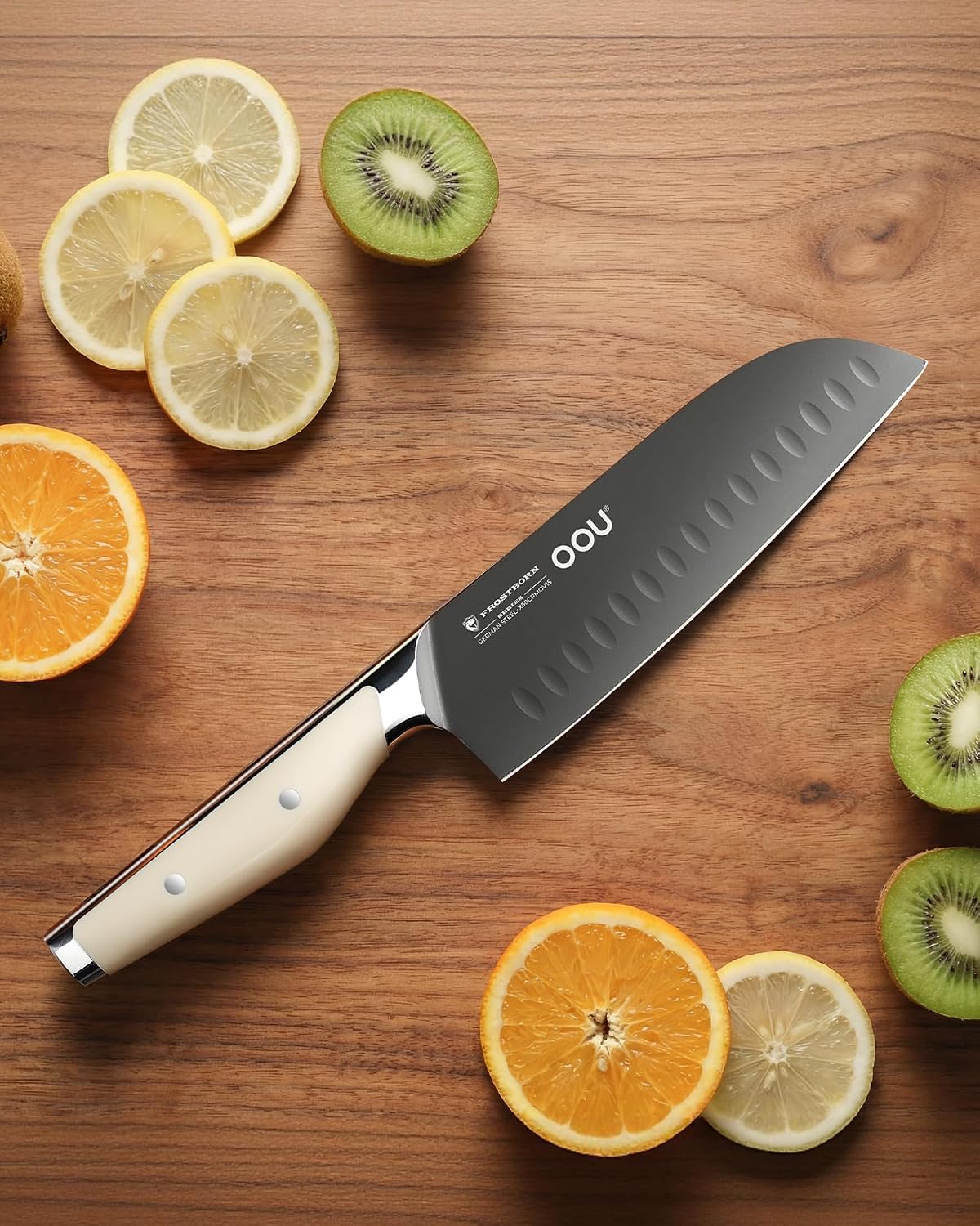 ® Black Blade 7 Inch Santoku Knife with AgShield™ & Cerablack™ Technology, Rust-Resistant & Easy-Clean Finish, Japanese Style Hollow Edge for Dicing & Mincing