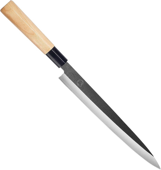 10 Inch Japanese Sashimi Knife, Tungsten Alloy | Single-Bevel Edge, Clean Pull Cuts, Fish Filleting & Slicing, Sushi Making, Manchurian Ash Wood Handle