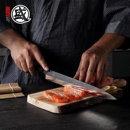 10 Inch Japanese Sashimi Knife, Tungsten Alloy | Single-Bevel Edge, Clean Pull Cuts, Fish Filleting & Slicing, Sushi Making, Manchurian Ash Wood Handle