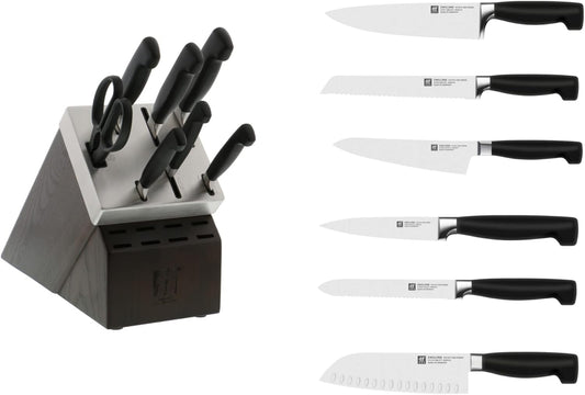 Four Star 8-Piece Razor-Sharp German Knife Block Set, Made in Company-Owned German Factory with Special Formula Steel perfected for almost 300 Years, Dishwasher Safe