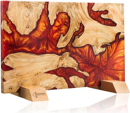 SENKEN "Black Tsunami" Extra Large Magnetic Knife Block - Holds Up to 16 Knives - Knife Block without Knives, Universal Knife Holder, Beautiful Dark Resin Burl Wood Blend (Black Resin)