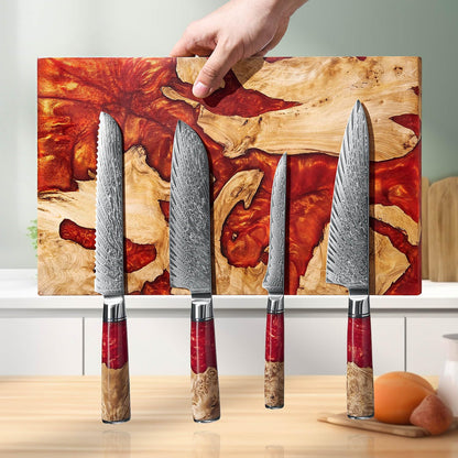 SENKEN "Black Tsunami" Extra Large Magnetic Knife Block - Holds Up to 16 Knives - Knife Block without Knives, Universal Knife Holder, Beautiful Dark Resin Burl Wood Blend (Black Resin)