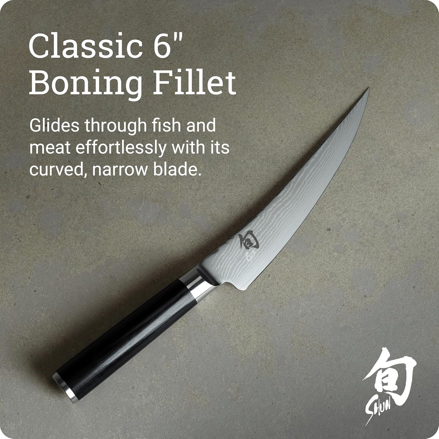 Classic 6" Boning & Fillet Knife, Handcrafted Japanese Curved Boning Knife, VG-MAX Core with Damascus Stainless Steel Cladding, Pakkawood Handle, Meat & Fish Tool for Professional and Home Chefs