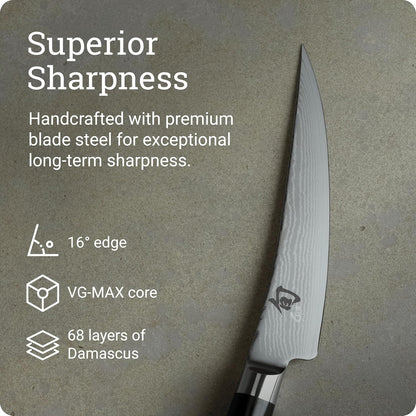 Classic 6" Boning & Fillet Knife, Handcrafted Japanese Curved Boning Knife, VG-MAX Core with Damascus Stainless Steel Cladding, Pakkawood Handle, Meat & Fish Tool for Professional and Home Chefs