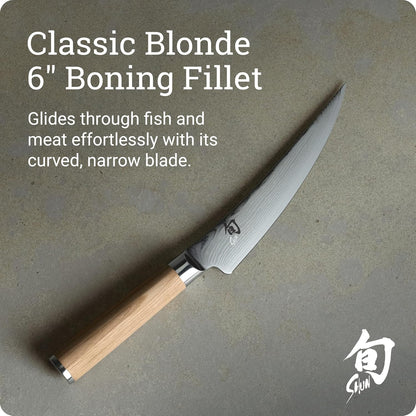 Classic 6" Boning & Fillet Knife, Handcrafted Japanese Curved Boning Knife, VG-MAX Core with Damascus Stainless Steel Cladding, Pakkawood Handle, Meat & Fish Tool for Professional and Home Chefs