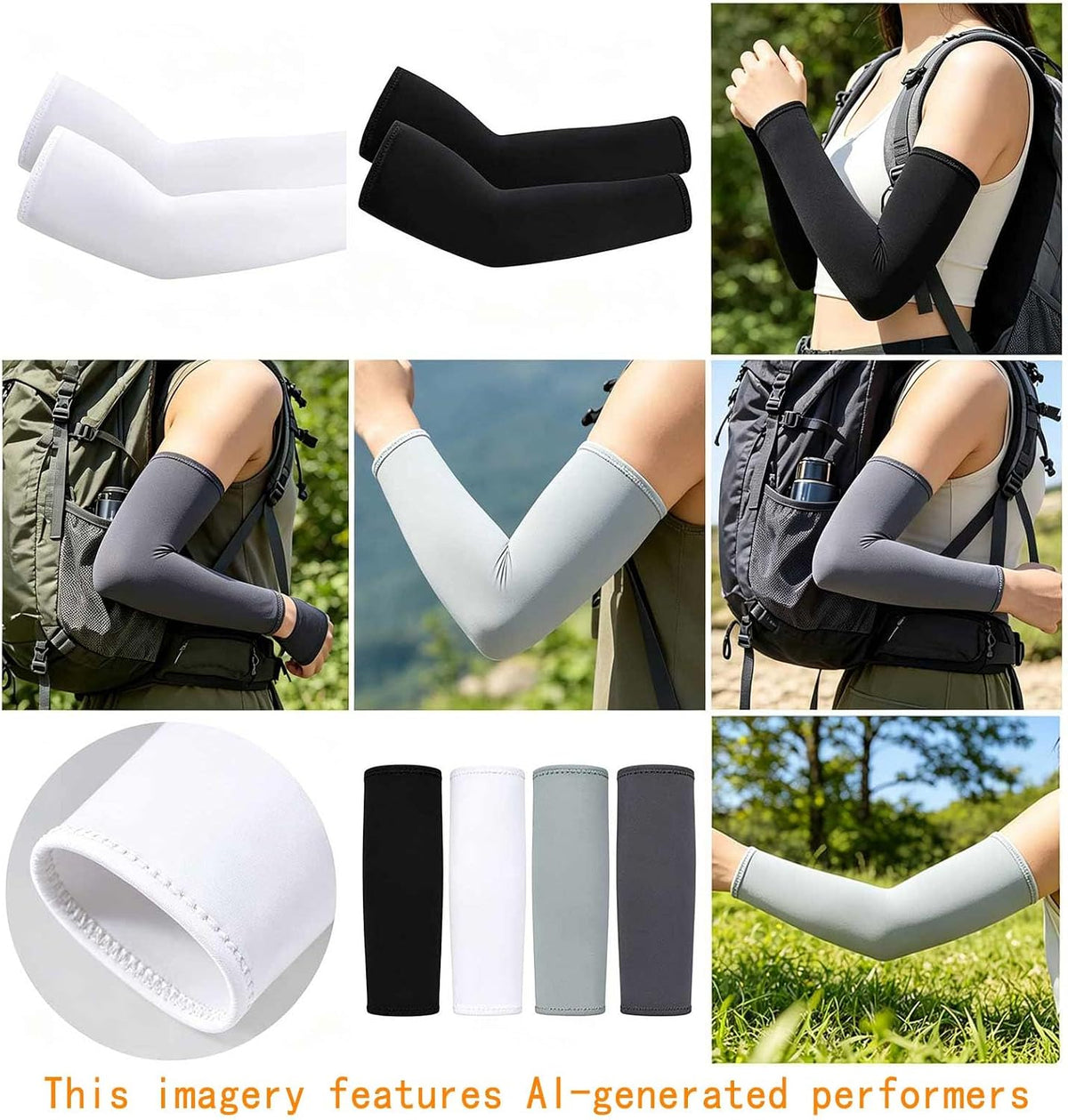 Sun Protection Compression Arm Sleeves Cooling UV Sleeves for Men Women