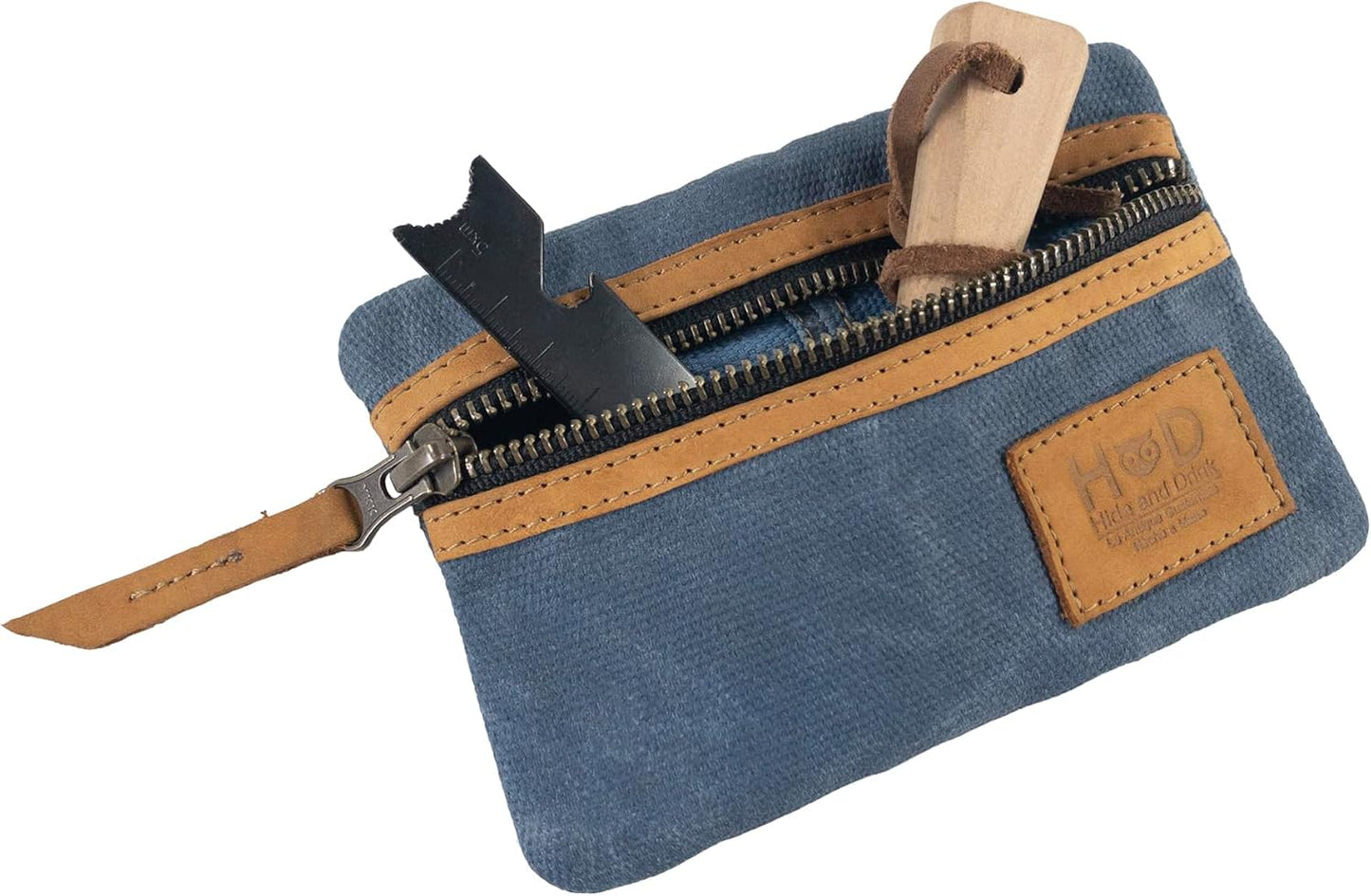 Multi-Tool Pocket Pouch, Compact Multipurpose EDC Zippered Bag, Mini Camping Tool Case, Waxed Canvas, Knife Holster, Handmade Slim Organizer