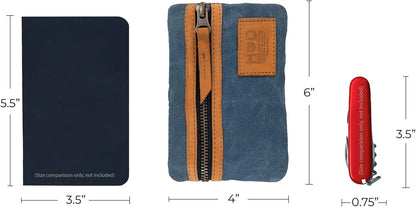 Multi-Tool Pocket Pouch, Compact Multipurpose EDC Zippered Bag, Mini Camping Tool Case, Waxed Canvas, Knife Holster, Handmade Slim Organizer