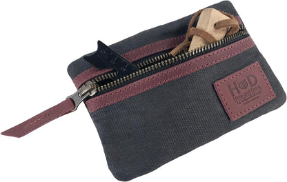 Multi-Tool Pocket Pouch, Compact Multipurpose EDC Zippered Bag, Mini Camping Tool Case, Waxed Canvas, Knife Holster, Handmade Slim Organizer