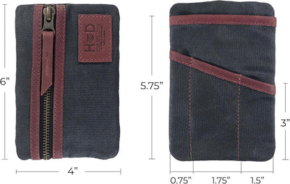 Multi-Tool Pocket Pouch, Compact Multipurpose EDC Zippered Bag, Mini Camping Tool Case, Waxed Canvas, Knife Holster, Handmade Slim Organizer
