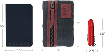 Multi-Tool Pocket Pouch, Compact Multipurpose EDC Zippered Bag, Mini Camping Tool Case, Waxed Canvas, Knife Holster, Handmade Slim Organizer