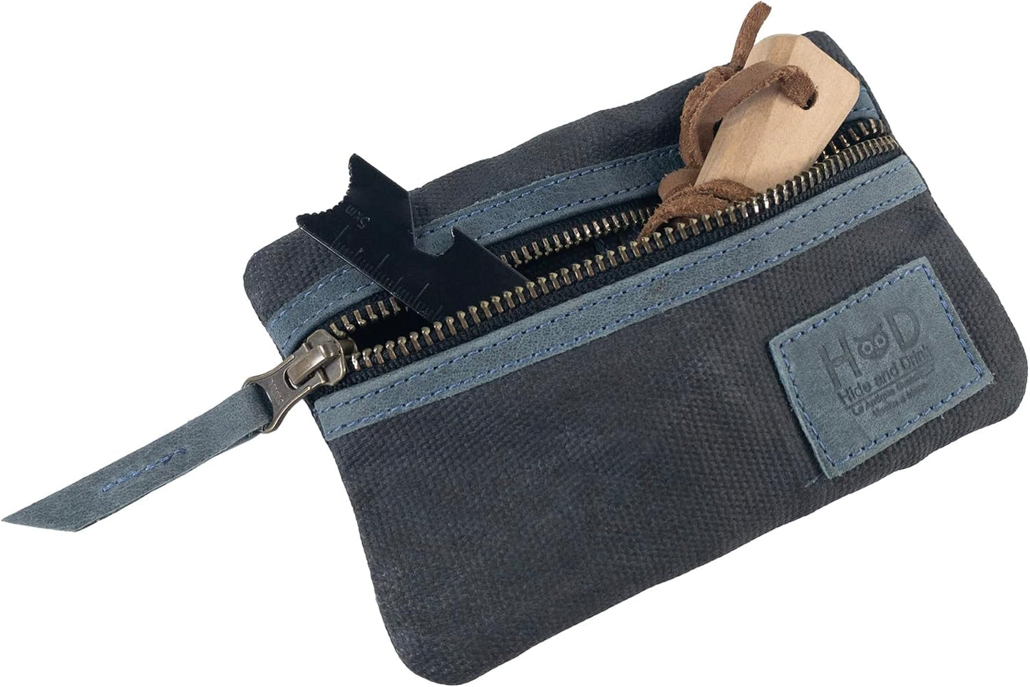 Multi-Tool Pocket Pouch, Compact Multipurpose EDC Zippered Bag, Mini Camping Tool Case, Waxed Canvas, Knife Holster, Handmade Slim Organizer