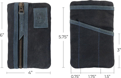 Multi-Tool Pocket Pouch, Compact Multipurpose EDC Zippered Bag, Mini Camping Tool Case, Waxed Canvas, Knife Holster, Handmade Slim Organizer