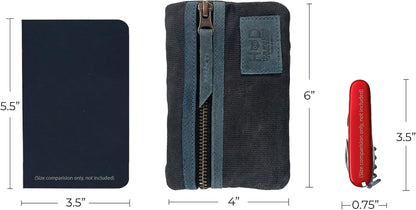 Multi-Tool Pocket Pouch, Compact Multipurpose EDC Zippered Bag, Mini Camping Tool Case, Waxed Canvas, Knife Holster, Handmade Slim Organizer
