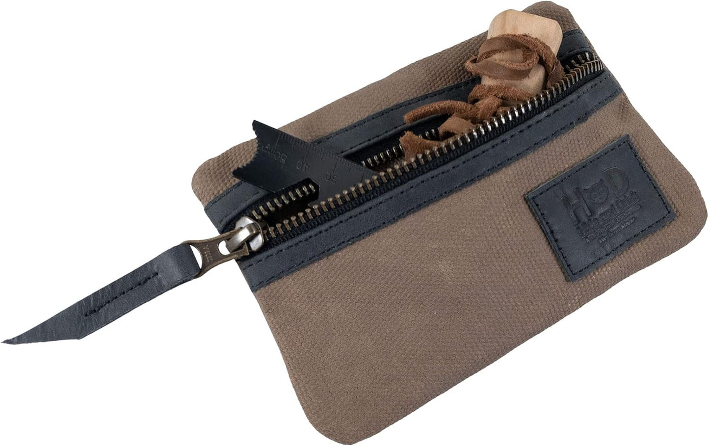 Multi-Tool Pocket Pouch, Compact Multipurpose EDC Zippered Bag, Mini Camping Tool Case, Waxed Canvas, Knife Holster, Handmade Slim Organizer