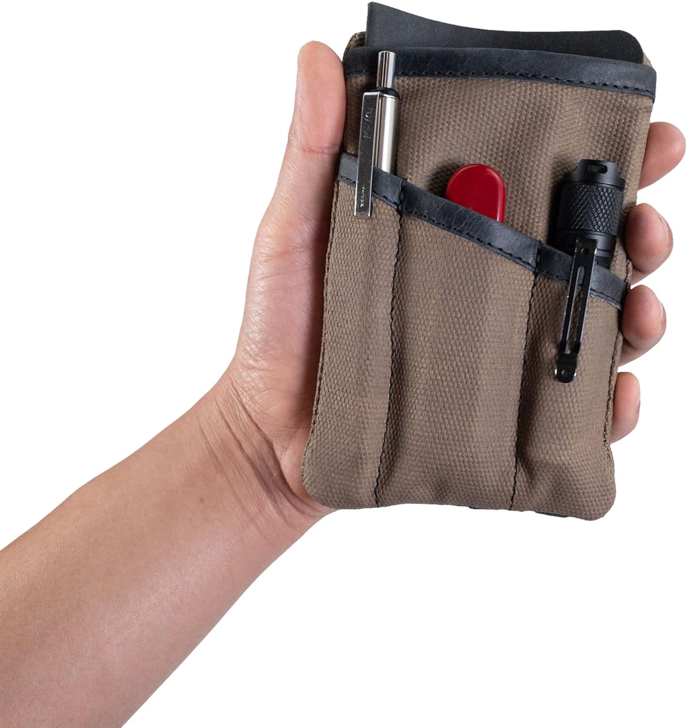Multi-Tool Pocket Pouch, Compact Multipurpose EDC Zippered Bag, Mini Camping Tool Case, Waxed Canvas, Knife Holster, Handmade Slim Organizer