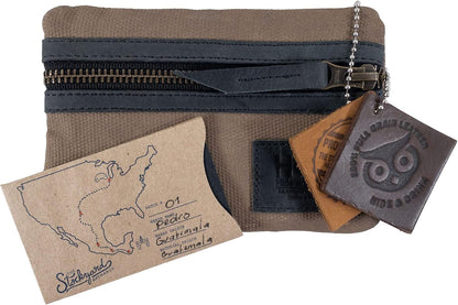 Multi-Tool Pocket Pouch, Compact Multipurpose EDC Zippered Bag, Mini Camping Tool Case, Waxed Canvas, Knife Holster, Handmade Slim Organizer