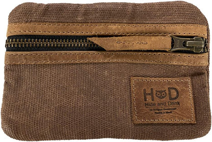 Multi-Tool Pocket Pouch, Compact Multipurpose EDC Zippered Bag, Mini Camping Tool Case, Waxed Canvas, Knife Holster, Handmade Slim Organizer
