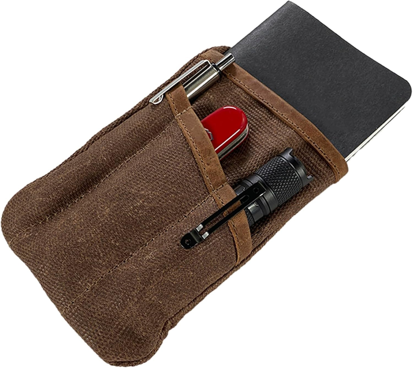 Multi-Tool Pocket Pouch, Compact Multipurpose EDC Zippered Bag, Mini Camping Tool Case, Waxed Canvas, Knife Holster, Handmade Slim Organizer
