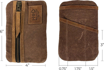 Multi-Tool Pocket Pouch, Compact Multipurpose EDC Zippered Bag, Mini Camping Tool Case, Waxed Canvas, Knife Holster, Handmade Slim Organizer