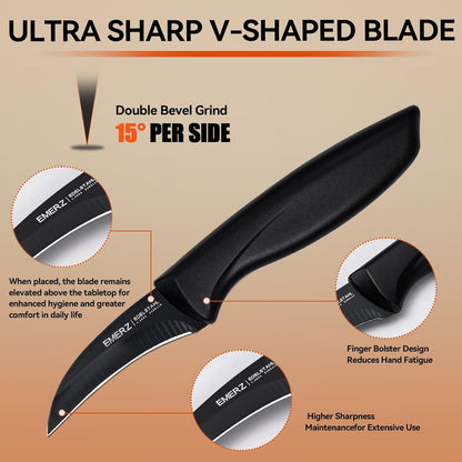 Bird Beak Paring Knife Set 4Pcs,Ergonomic handle for peeling and carving.