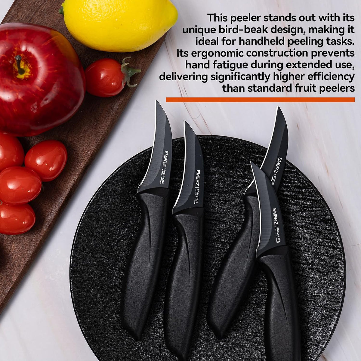Bird Beak Paring Knife Set 4Pcs,Ergonomic handle for peeling and carving.
