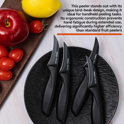 Bird Beak Paring Knife Set 4Pcs,Ergonomic handle for peeling and carving.