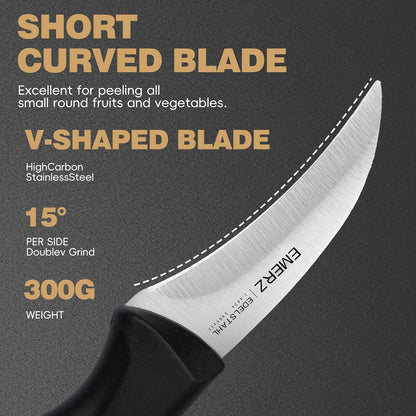 Bird Beak Paring Knife Set 4Pcs,Ergonomic handle for peeling and carving.