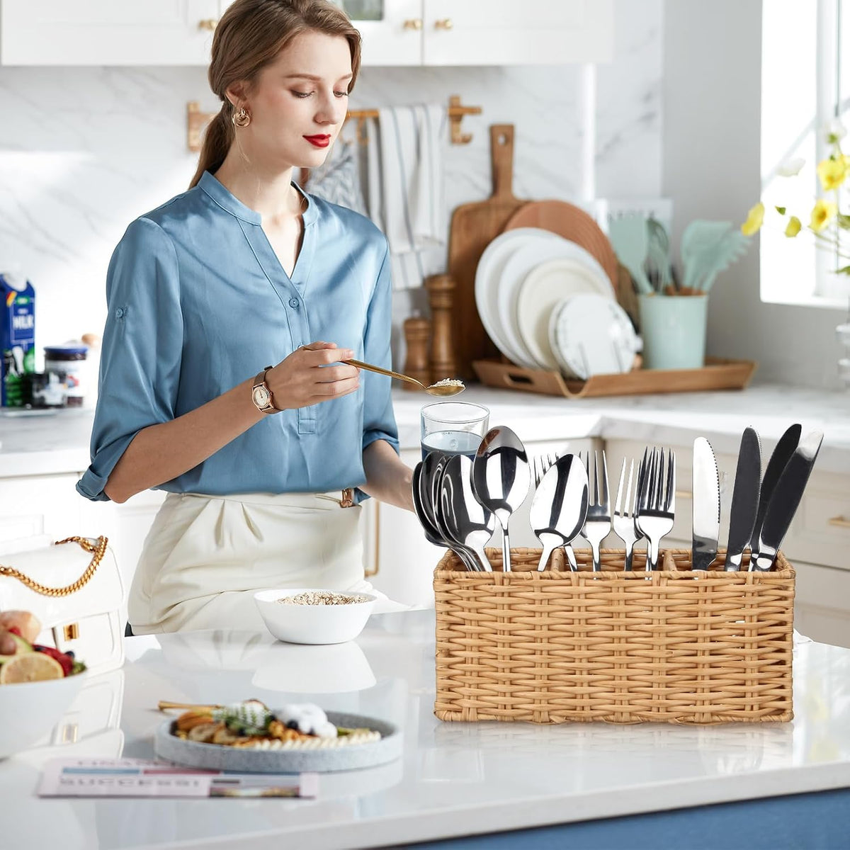 Flatware Silverware Caddy Party Cutlery Utensil Holder Organizer Counter