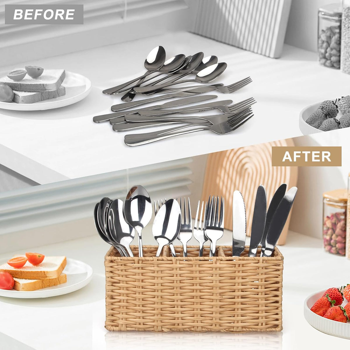 Flatware Silverware Caddy Party Cutlery Utensil Holder Organizer Counter