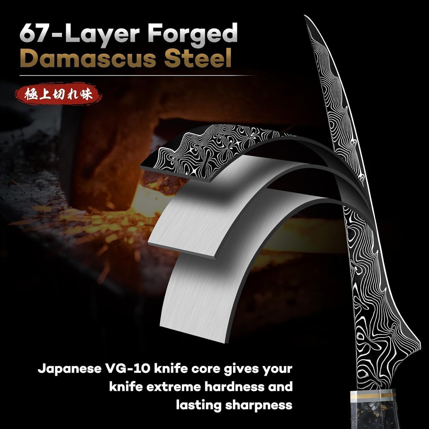 Huusk Damascus Fillet Knife 7 Inch, Japanese Ultra Sharp Boning Knife | Flexible Filet Knives with Resin Handle for Meat Poultry Chicken Cutting, Gifts for Men Women