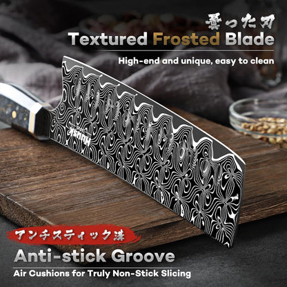 Huusk Damascus Fillet Knife 7 Inch, Japanese Ultra Sharp Boning Knife | Flexible Filet Knives with Resin Handle for Meat Poultry Chicken Cutting, Gifts for Men Women