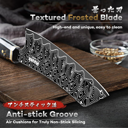 Huusk Damascus Fillet Knife 7 Inch, Japanese Ultra Sharp Boning Knife | Flexible Filet Knives with Resin Handle for Meat Poultry Chicken Cutting, Gifts for Men Women
