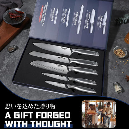 Huusk Damascus Fillet Knife 7 Inch, Japanese Ultra Sharp Boning Knife | Flexible Filet Knives with Resin Handle for Meat Poultry Chicken Cutting, Gifts for Men Women