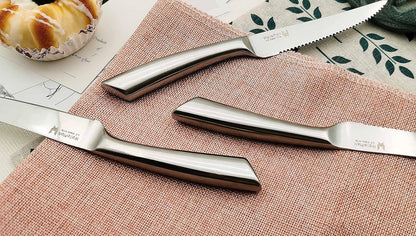 Steak Knives Set of 8 - High Carbon Stainless Steel, Dishwasher Safe - Polished Blade & Handle, Straight Edge - 4.5'' Kitchen Dinner Table Knife Set Non Serrated