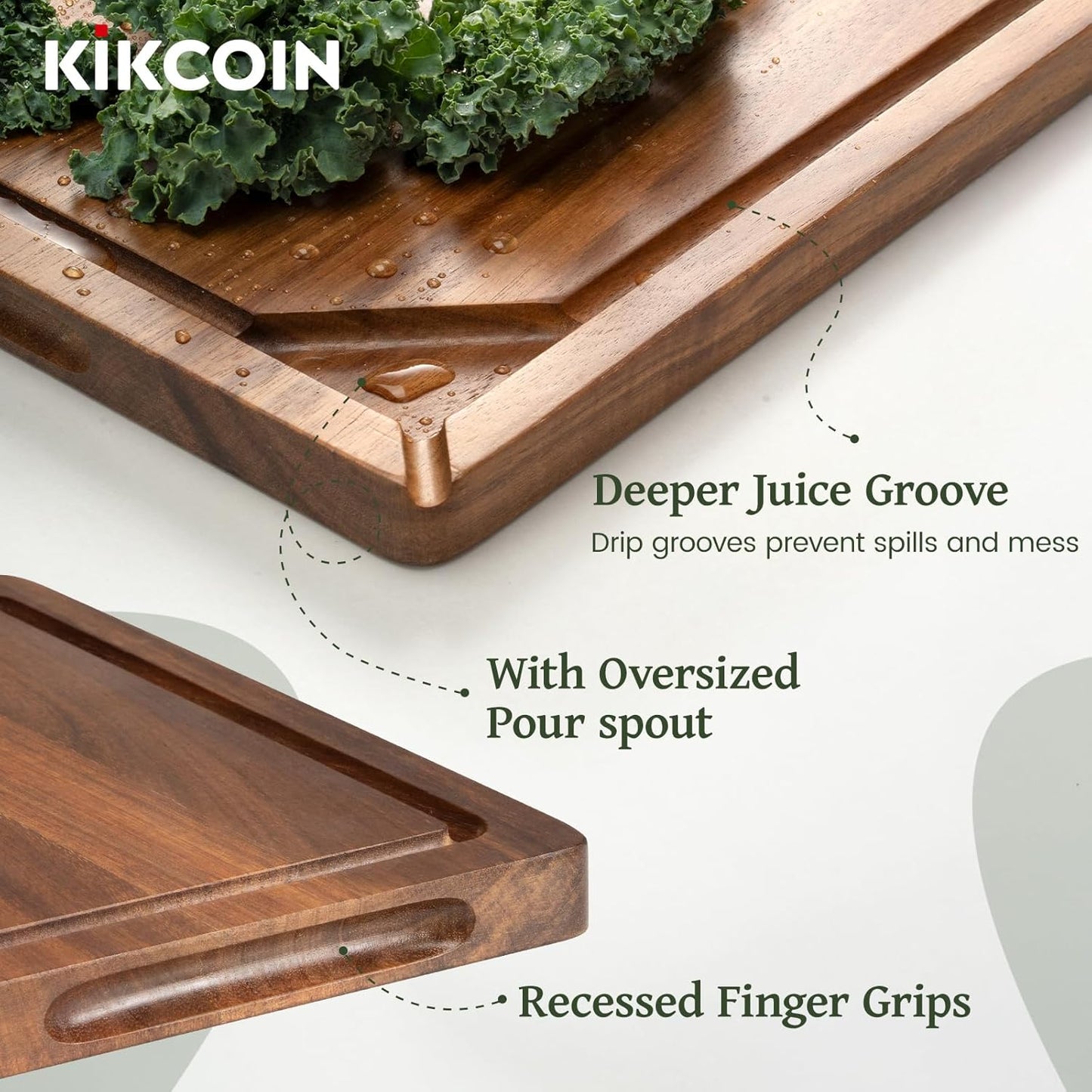 Acacia Wood Cutting Boards for Kitchen, 3 PCS Wooden Cutting Board Set with Holder, Chopping Board with Compartments and Juice Groove, Solid Charcuterie Boards Serving Tray Wood Butcher Block