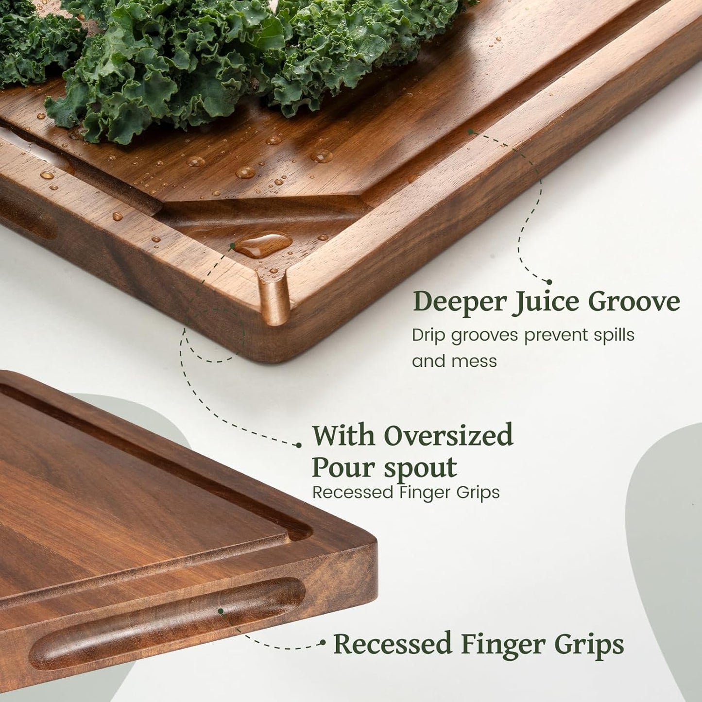 Acacia Wood Cutting Boards for Kitchen, 3 PCS Wooden Cutting Board Set with Holder, Chopping Board with Compartments and Juice Groove, Solid Charcuterie Boards Serving Tray Wood Butcher Block