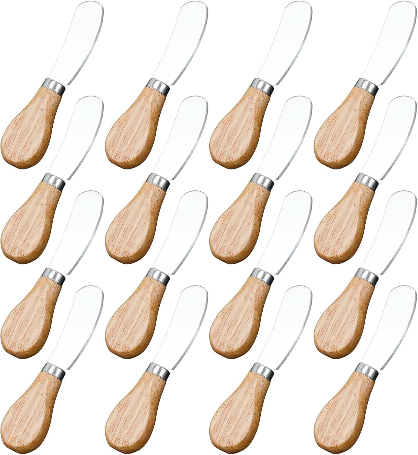 16Pieces Premium Cheese Spreader Durable Stainless Steel Cheese Butter Knife with Bamboo Handle Butter Spreader Cream Cheese Cake Condiment Knife Set
