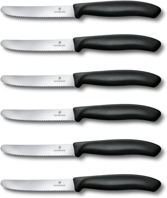 Swiss Classic Tomato and Table Knife Set Serrated Blade, Black