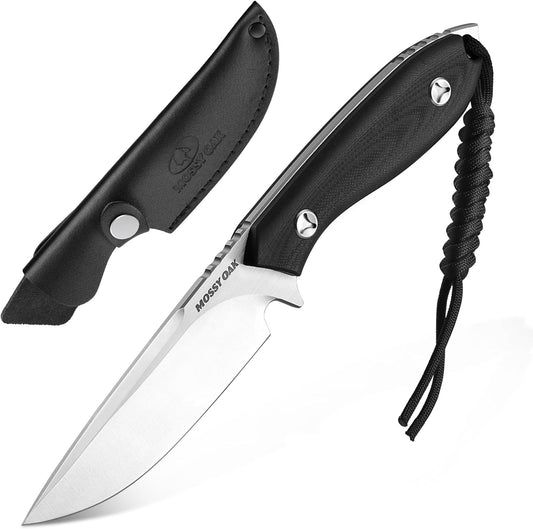 8.75 Inch Fixed Blade Knife with Leather Sheath | Full Tang Outdoor Camping Knife, G10 Handle for Bushcraft, Survival, Camping, Hiking