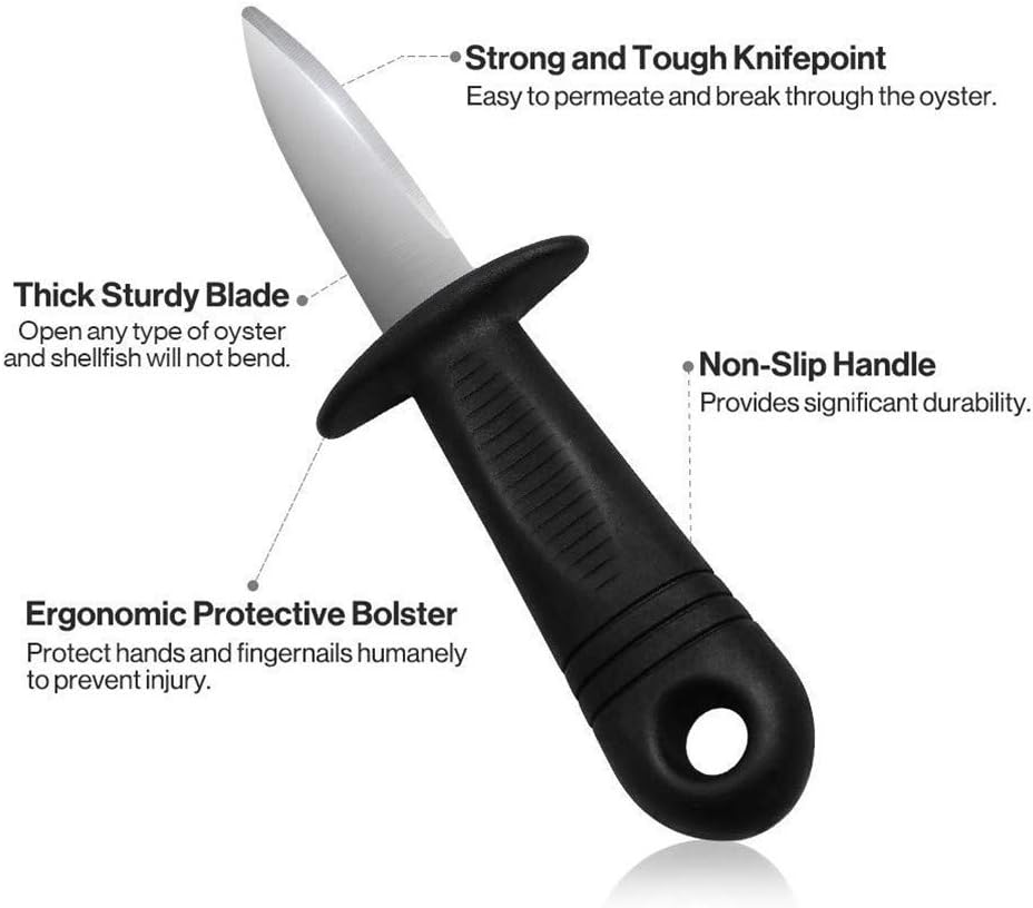 8 Pack Oyster Knife Oyster Shucking Knives - Food Grade Stainless Shucker Oyster Shuckers with Non Slip Handle for Clam Crab Shellfish Seafood Opener